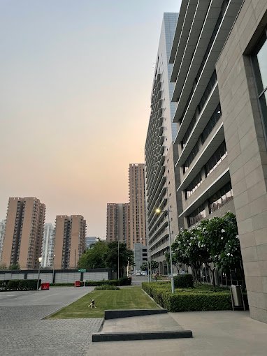 Emaar Digital Greens Front Gate, Lawns, building Landscape